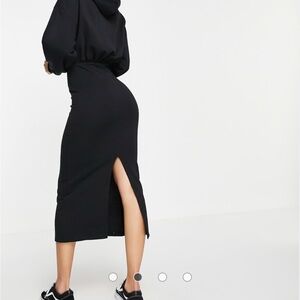 Topshop Women Hooded Plain Sweaters Dress, Black
